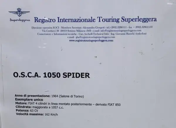 Click to enlarge OSCA 1050 Information