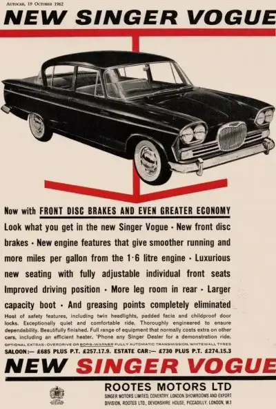 Click to enlarge 1963 Singer Vogue Tyres
